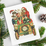 Vintage Christmas Car Load Of Dogs Holiday Postcard<br><div class="desc">Vintage Christmas car  load of dogs illustration.</div>