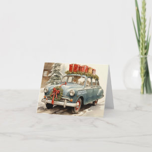Vintage Christmas Car with Presents  Card