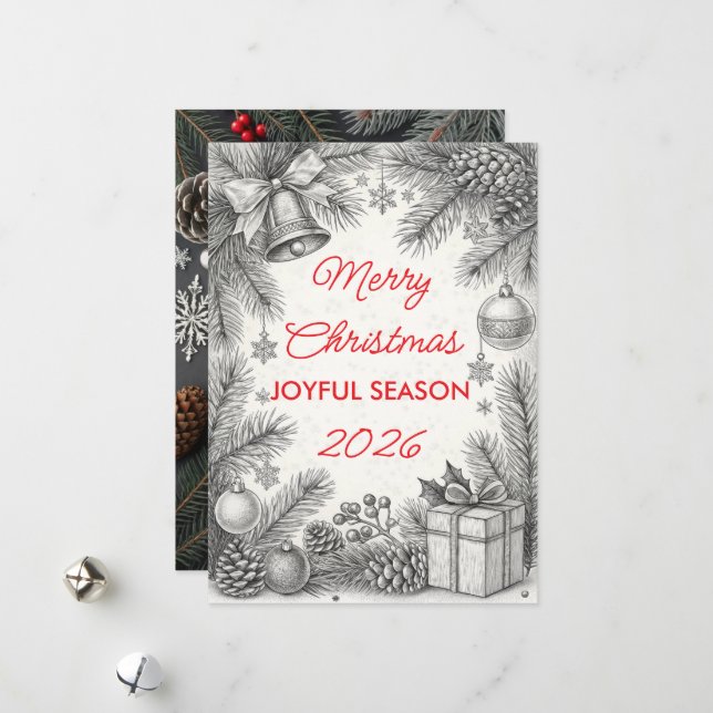 Vintage Christmas Card (Front/Back In Situ)