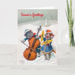 Vintage Christmas Card, Arthur Thiele Cats Holiday Card