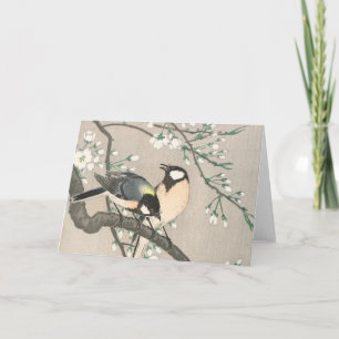 Vintage Christmas Card   Birds on a branch