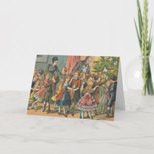 Vintage Christmas Card   Christmas party dance