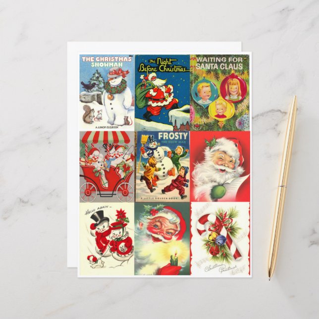Vintage Christmas Card Collage Sheet (Front/Back In Situ)