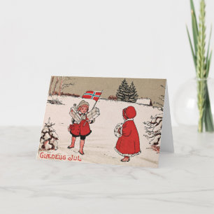 Vintage Christmas Card Glædelig Jul Norway