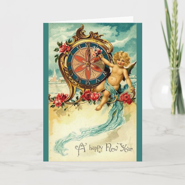 Vintage Christmas Card Happy New year (Front)