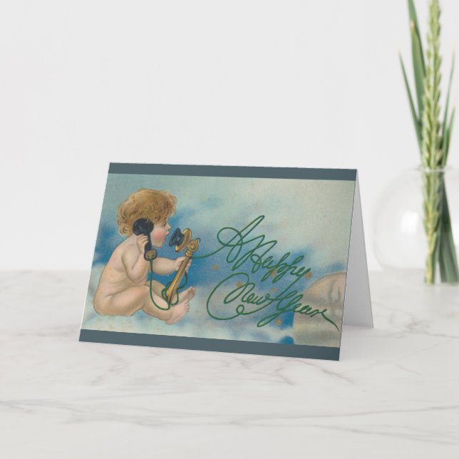 Vintage Christmas Card | Happy New Year Angel (Front)