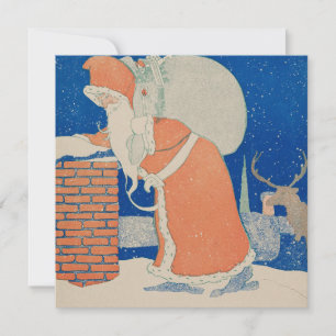 Vintage Christmas Card   Happy Santa
