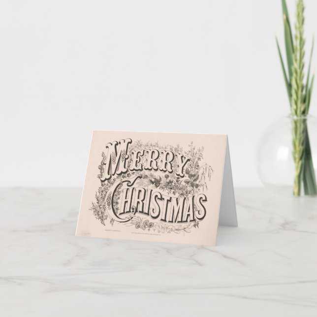 Vintage Christmas Card | Merry Christmas Wreath (Front)
