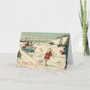 Vintage Christmas Card Norway Glædelig Jul