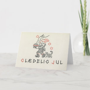 Vintage Christmas Card Norway   Glædelig Jul Gnome