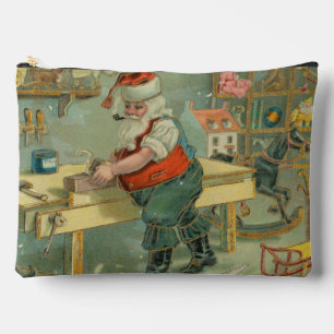 Vintage Christmas Card - Santa in his Workshop Accessory Pouch