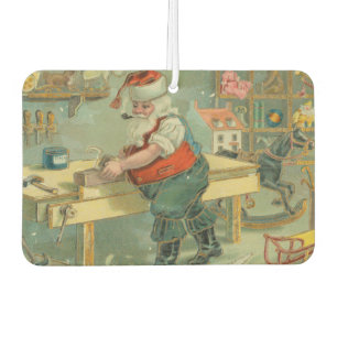 Vintage Christmas Card - Santa in his Workshop Air Freshener