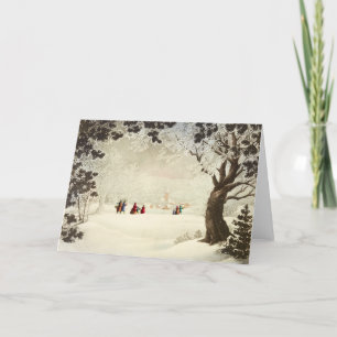 Vintage Christmas Card Snowy Landscape
