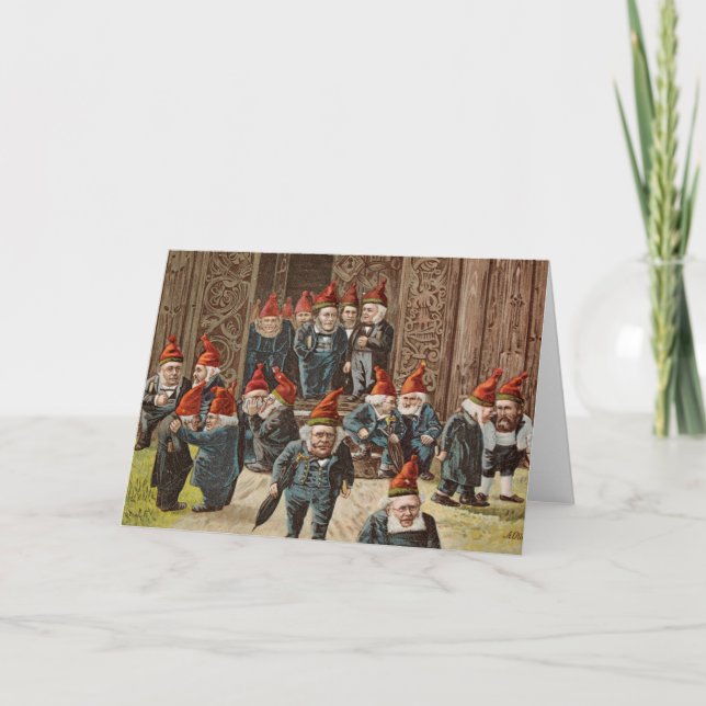 Vintage Christmas Card | Village Politicians Gnome (Front)