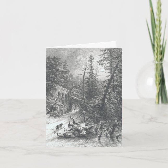 Vintage Christmas Card WINTER FOREST (1871) (Front)