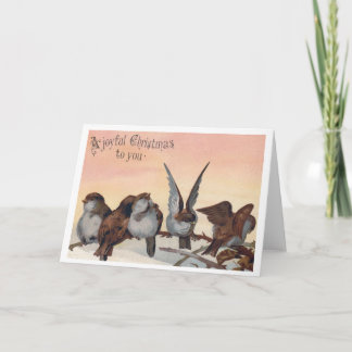 Vintage Christmas Card with Birds