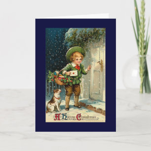 Vintage Christmas Card with boy