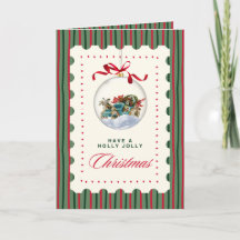 Vintage Christmas Card with Ornament – Festive Hol