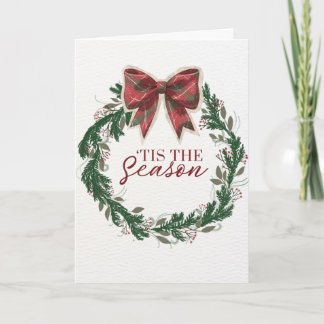 Vintage, Christmas Card with Plaid Bow
