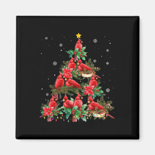 Vintage Christmas Cardinal Birds Snowings Xmas Tre Magnet