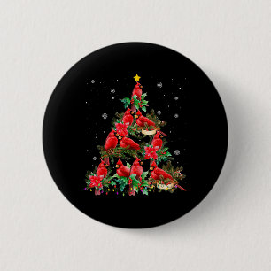 Vintage Christmas Cardinal Birds Tree Lights Funny 2 Inch Round Button