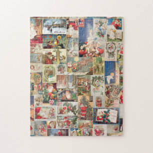 Vintage Christmas Cards Holiday Pattern Jigsaw Puzzle