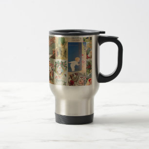 Vintage Christmas Cards Holiday Pattern Travel Mug