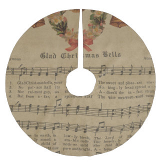 Vintage Christmas Carol Music Sheet Brushed Polyester Tree Skirt