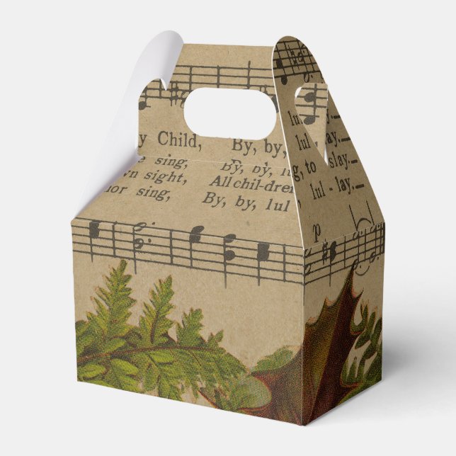 Vintage Christmas Carol Music Sheet Favor Box (Front Side)