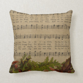 Vintage Christmas Carol Music Sheet Throw Pillow
