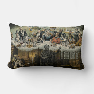 Vintage Christmas Carol Queen Victoria Lumbar Pillow
