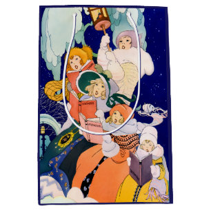 Vintage Christmas Carolers Under the Stars Medium Gift Bag