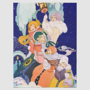 Vintage Christmas Carolers Under the Stars Tissue Paper