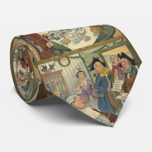 Vintage Christmas Caroling Illustration (1903) Tie