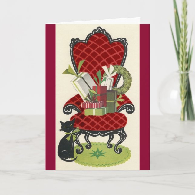Vintage Christmas Cat Card (Front)