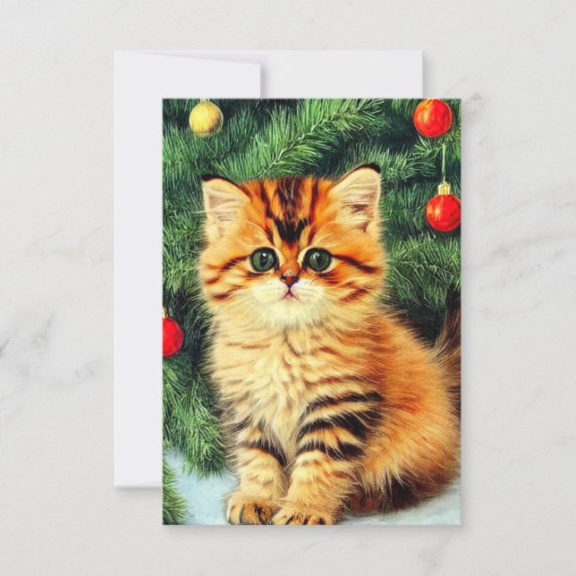 Vintage Christmas Cat Card (Front)