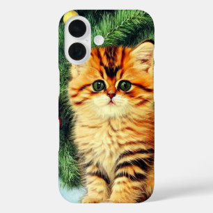 Vintage Christmas Cat iPhone 16 Case