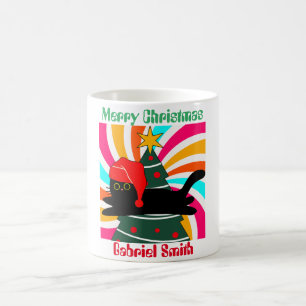 vintage christmas cat gift coffee mug