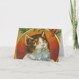 Vintage Christmas Cat Holiday Card