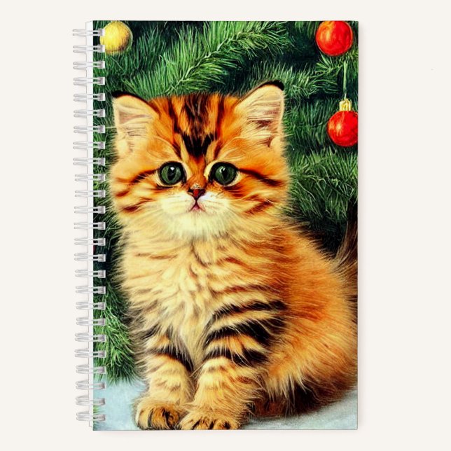 Vintage Christmas Cat Notebook (Front)
