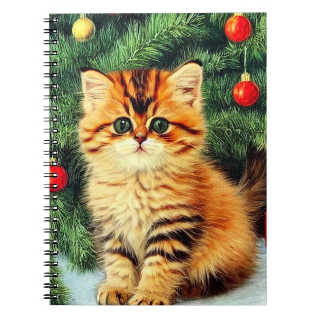 Vintage Christmas Cat Notebook (Front)