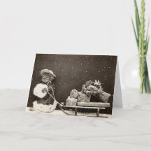 Vintage Christmas Cat Pulling Gift Sled Photo