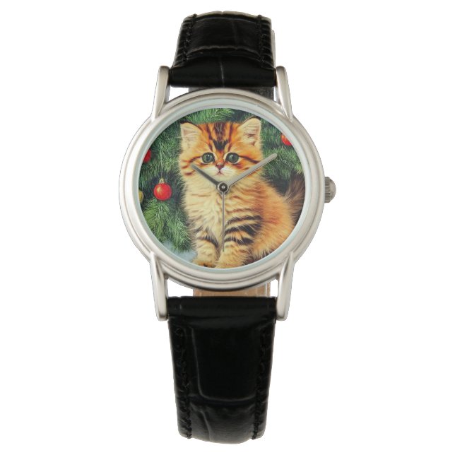 Vintage Christmas Cat Watch (Front)