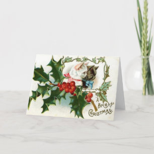Vintage Christmas Cats Greeting Card