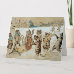 Vintage Christmas Cats singing carols Card