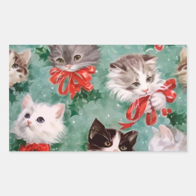 Vintage Christmas Cats Sticker (Front)