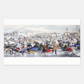 Vintage Christmas Central Park Ice Skaters Sticker