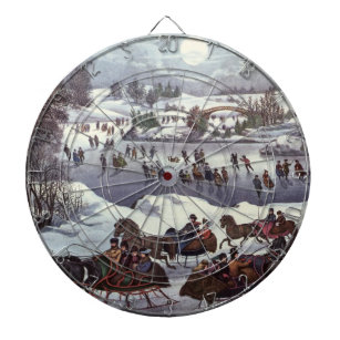 Vintage Christmas, Central Park in Winter Dartboard
