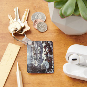 Vintage Christmas, Central Park in Winter Keychain