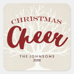 Vintage Christmas Cheer Script Holiday Square Sticker